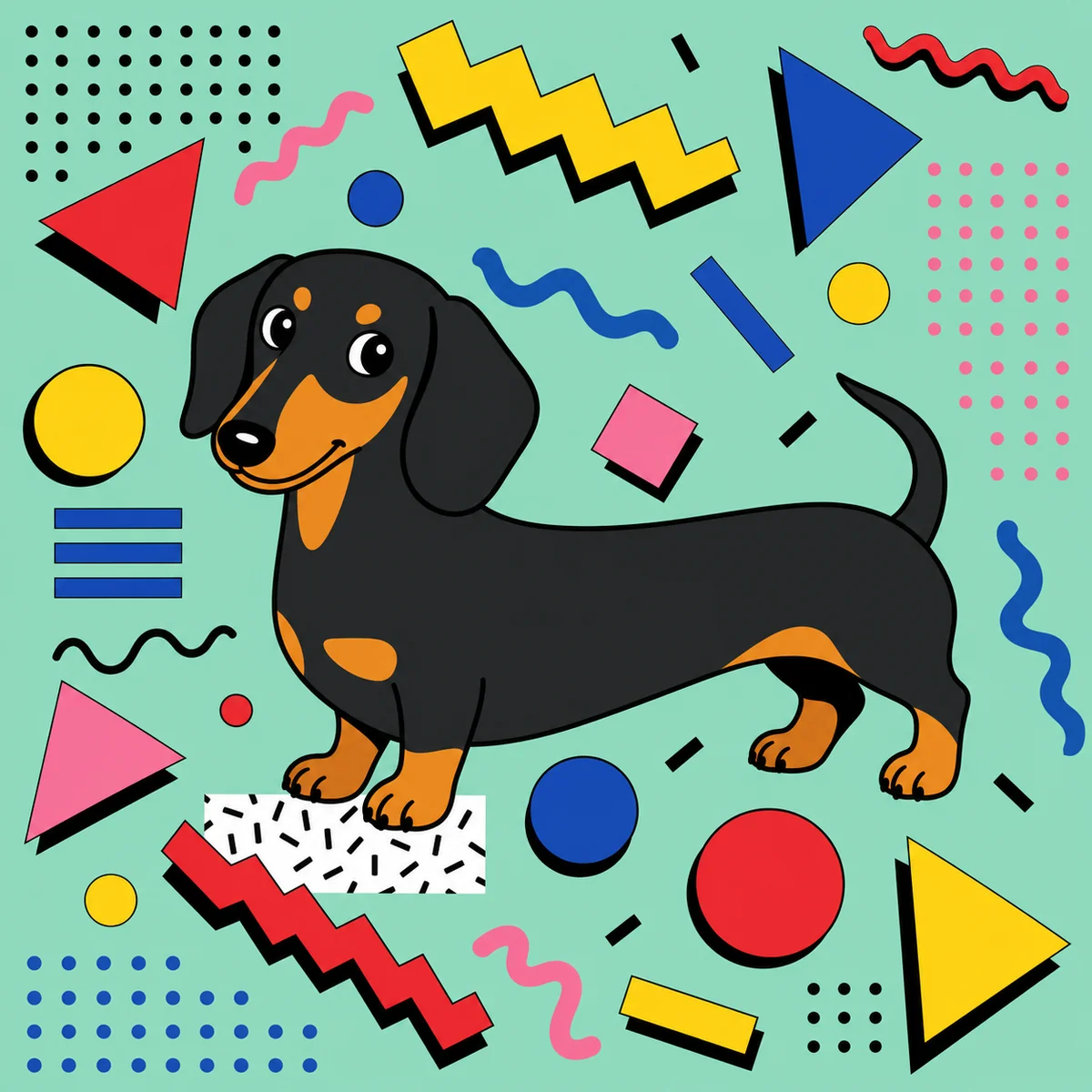 Memphis 80s AI pet portrait — sample render