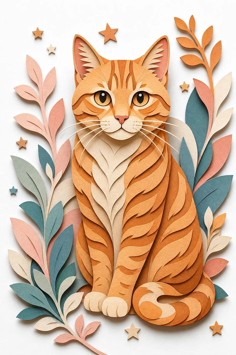 Paper-Cut AI pet portrait — sample render