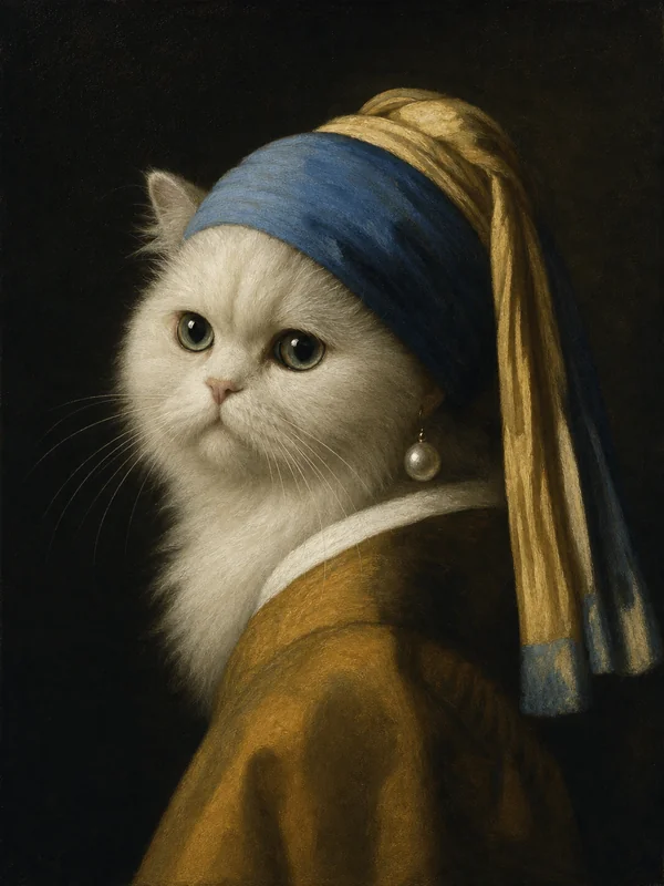 Pearl Whiskers AI pet portrait — sample render