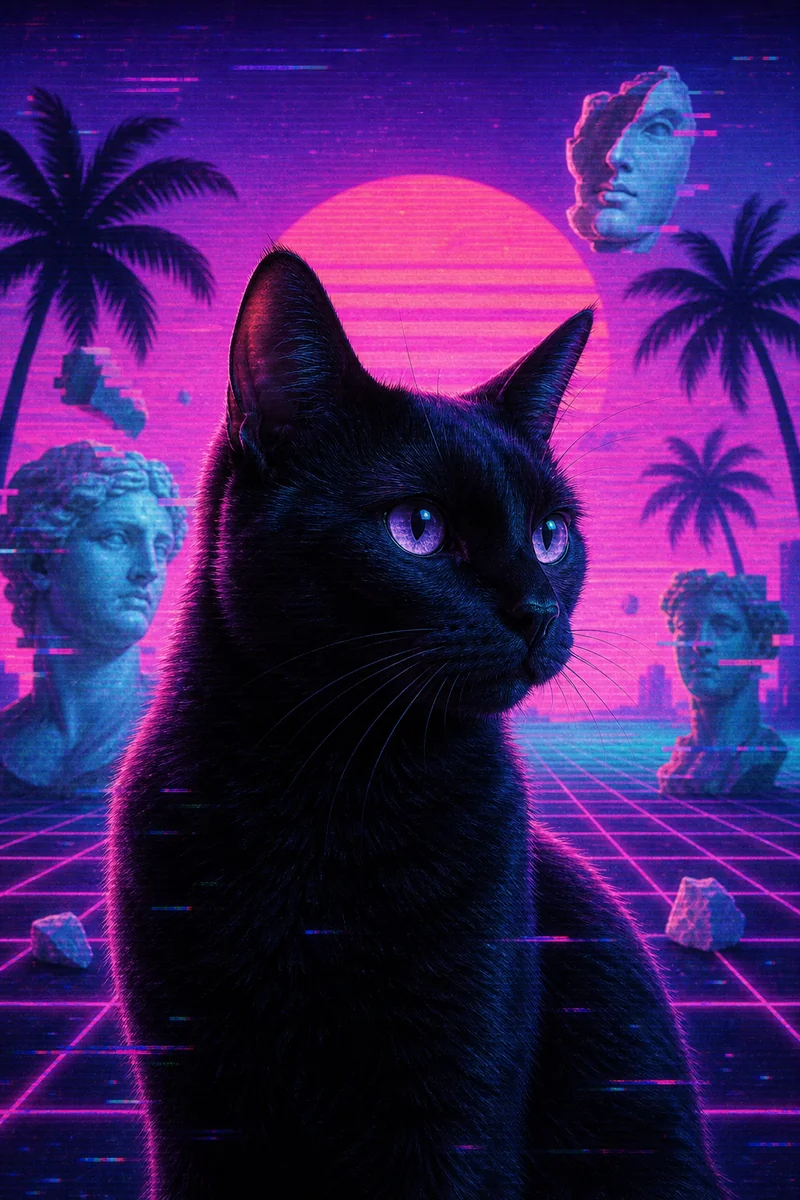 Vaporwave AI pet portrait — sample render